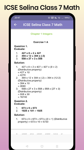 ICSE Selina Class 7 Math Screen 2