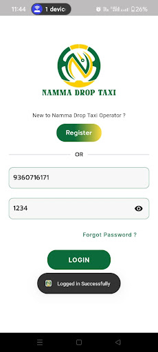 Android application Namma Drop Taxi Operator screenshort