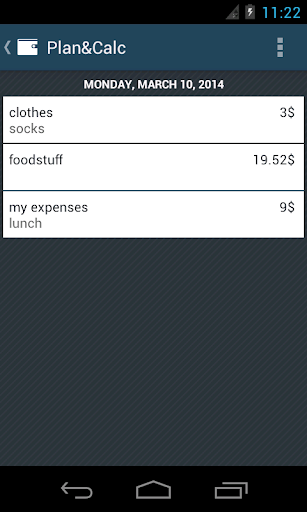 Plan&Calc: budget and expenses Screen 3