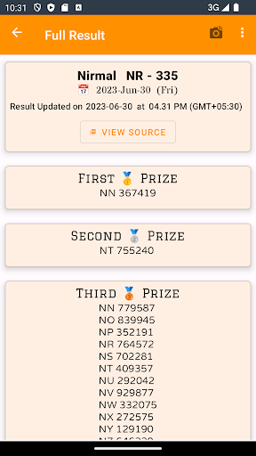 Kerala Lottery Result -Olitham Screen 2