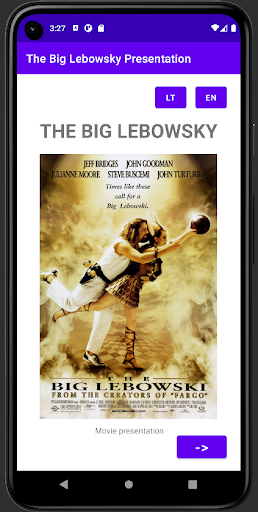 Android application The Big Lebowsky Pristatymas screenshort