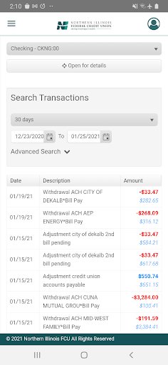 NIFCU Mobile Banking Screen 3