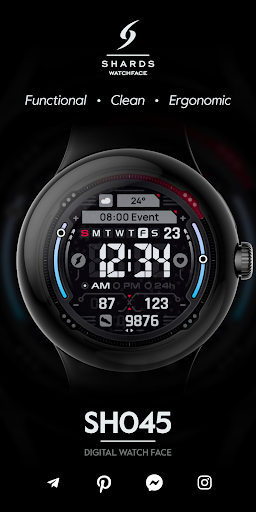 Android application SH045 Watch Face, WearOS watch screenshort