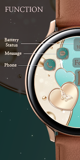 Mint and Gold Heart_Watchface Screen 2