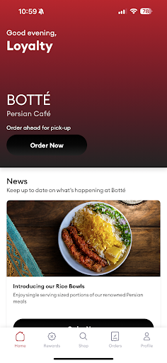 Android application Botte Loyalty screenshort