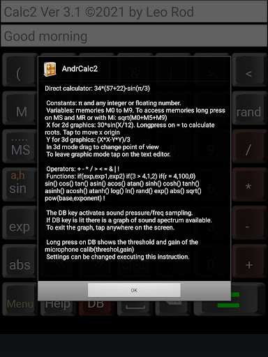 AndrCalc2 Screen 2