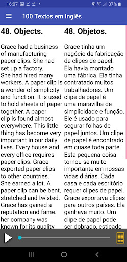 Android application 100 Textos em Inglês screenshort