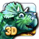 Dinosaurs walking with fun 3D icon