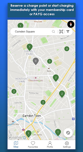 Android application Source London charging network screenshort