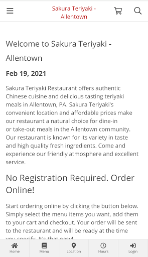 Android application Sakura Teriyaki - Allentown screenshort