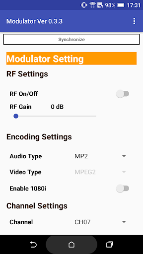 Android application ZMX-9301 ISDB-T Modulator screenshort