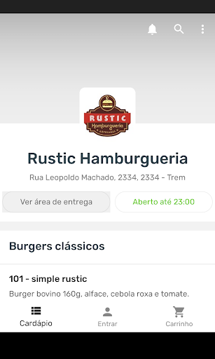 Android application Rustic Hamburgueria screenshort