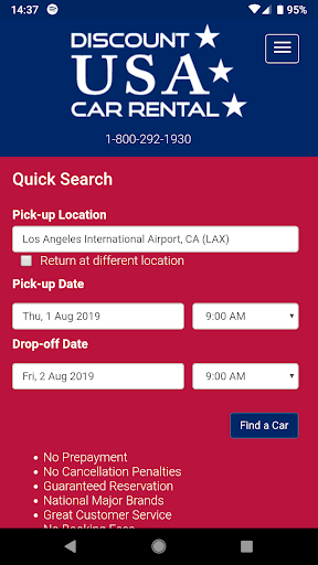 Android application Discount USA Car Rental screenshort
