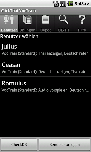 Android application ClickThai Vokabel-Trainer DE screenshort