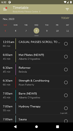 Android application Bodyworkz screenshort