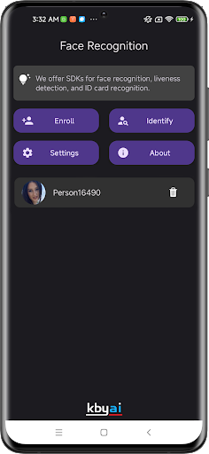 Android application Face Recognition screenshort