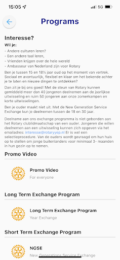 Rotary Youth Exchange NL Screen 3