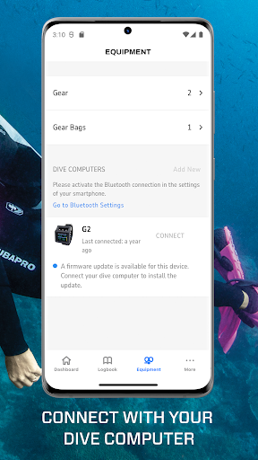 Screenshot of SCUBAPRO LogTRAK 2.0