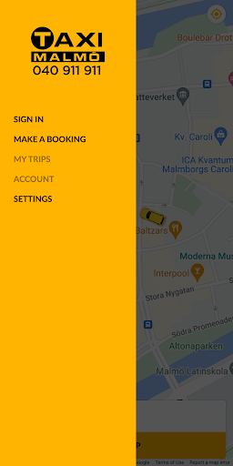 Android application Taxi Malmö screenshort