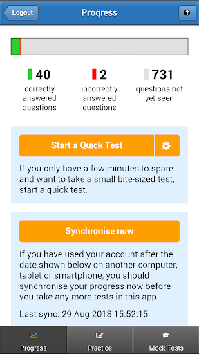DT4A Car Theory Test 2019 Screen 2