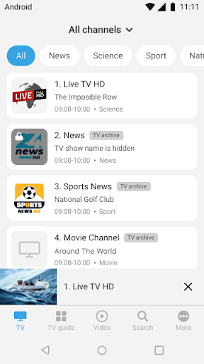 Xtream TV Mobile Screen 3