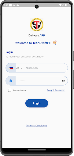 Android application TechSwiftPH Delivery screenshort
