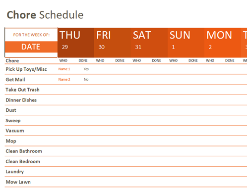 Schedules Office Templates Screen 3