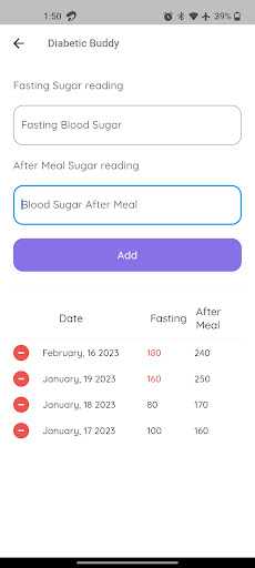 Android application Diabetic Buddy screenshort