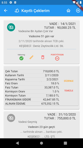 Faktoring Çek/Senet Screen 2