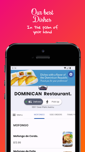 Android application Dominican Restaurant screenshort
