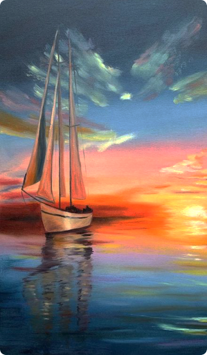 Boat and Sunset Wallpaper