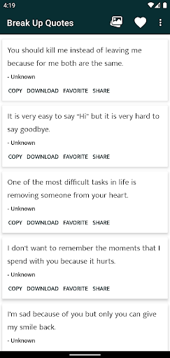 Android application Break Up Sayings and Quotes screenshort