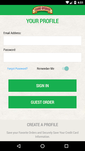 Android application Clear Springs Restaurant screenshort