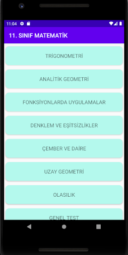 Android application 11. SINIF MATEMATİK screenshort
