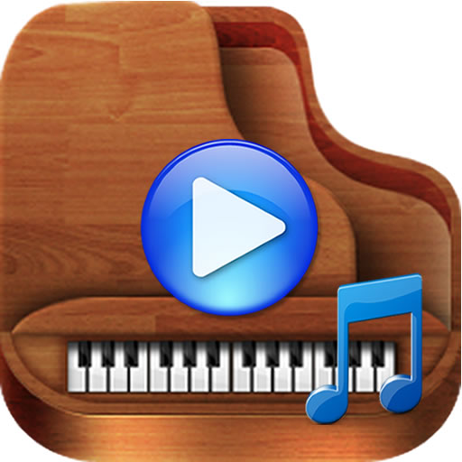 Piano with ocean waves logo