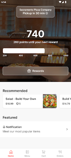 Android application Sacramento Pizza Company screenshort
