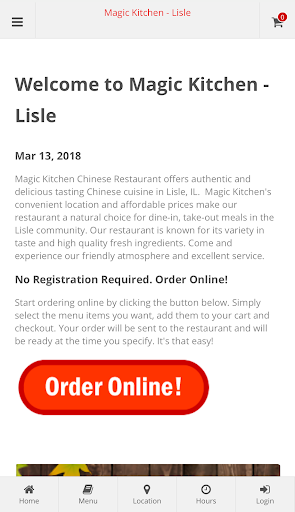 Android application Magic Kitchen Lisle Ordering screenshort