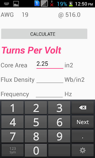 Android application Transformer Winding Calculator screenshort