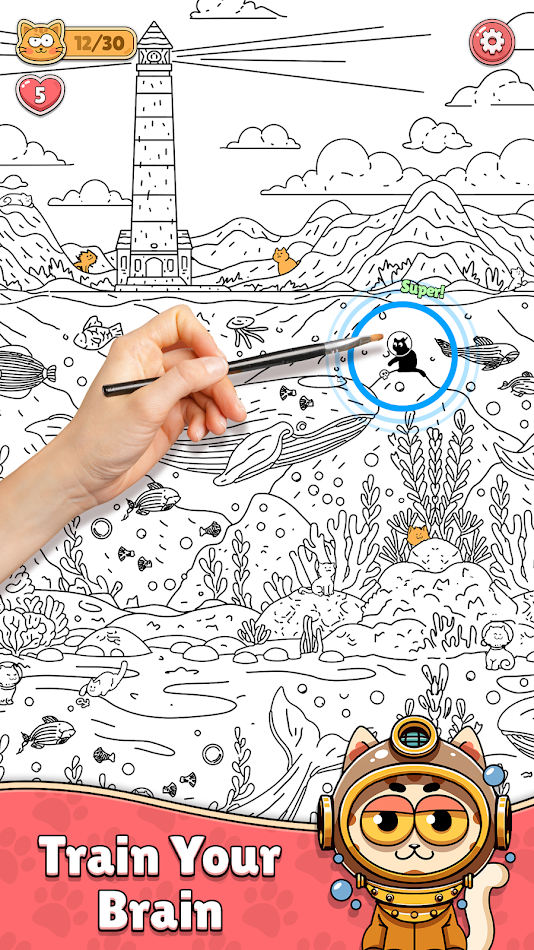 #3. Find The Cat - Spot It! (Android) 来自: Agave Games