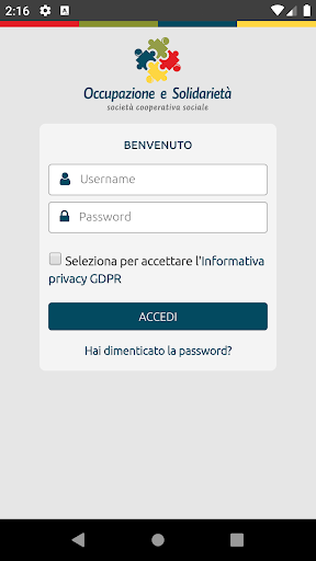Android application Occupazione e Solidarietà screenshort