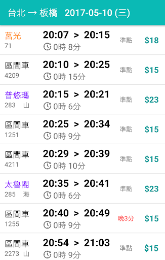 台鐵火車時刻表 Screen 2