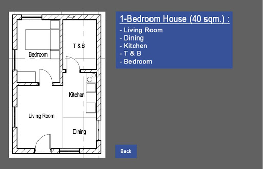 Drawings for 1 Bedroom House B Screen 2
