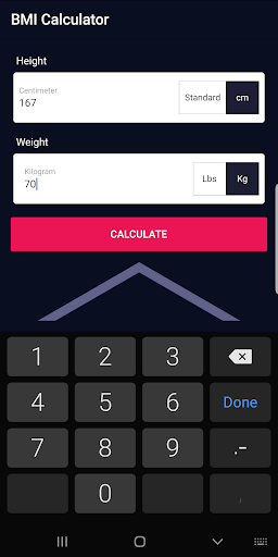 Android application BMI Calc screenshort