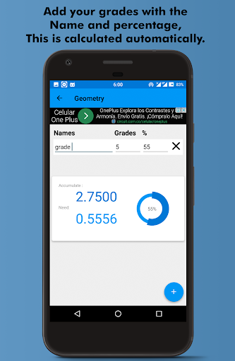Android application Calculate Your Grade screenshort