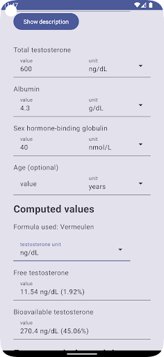 Better Testosterone Calculator Screen 2
