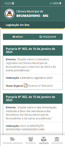 Câmara Municipal de Brumadinho Screen 3