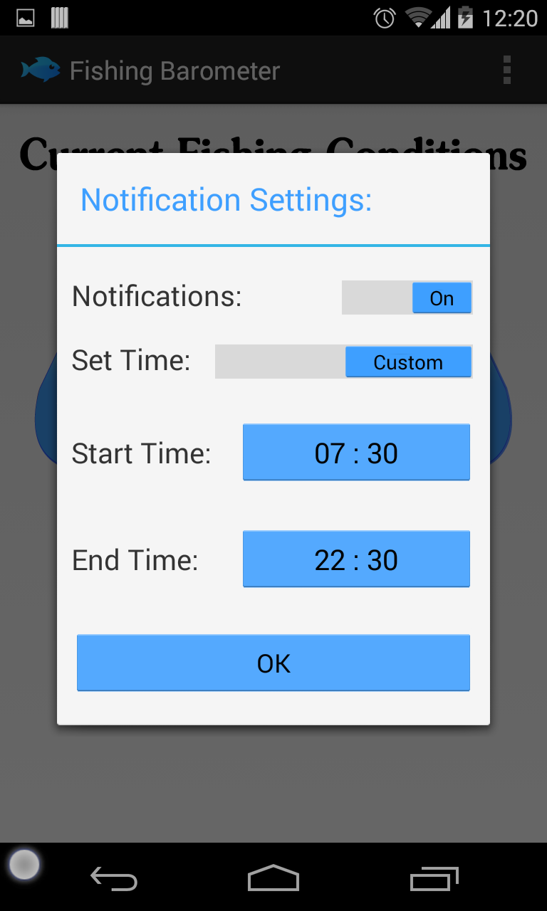 Android application Fishing Barometer screenshort