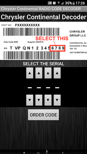 Android application Chrysler Continental Decoder screenshort