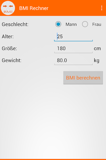 Android application BMI Calculator screenshort