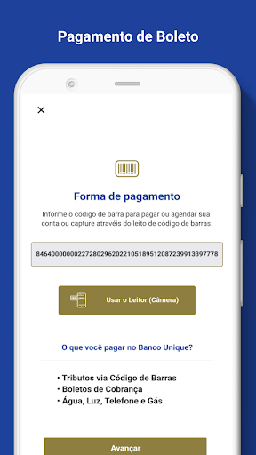 Android application Banco Unique screenshort
